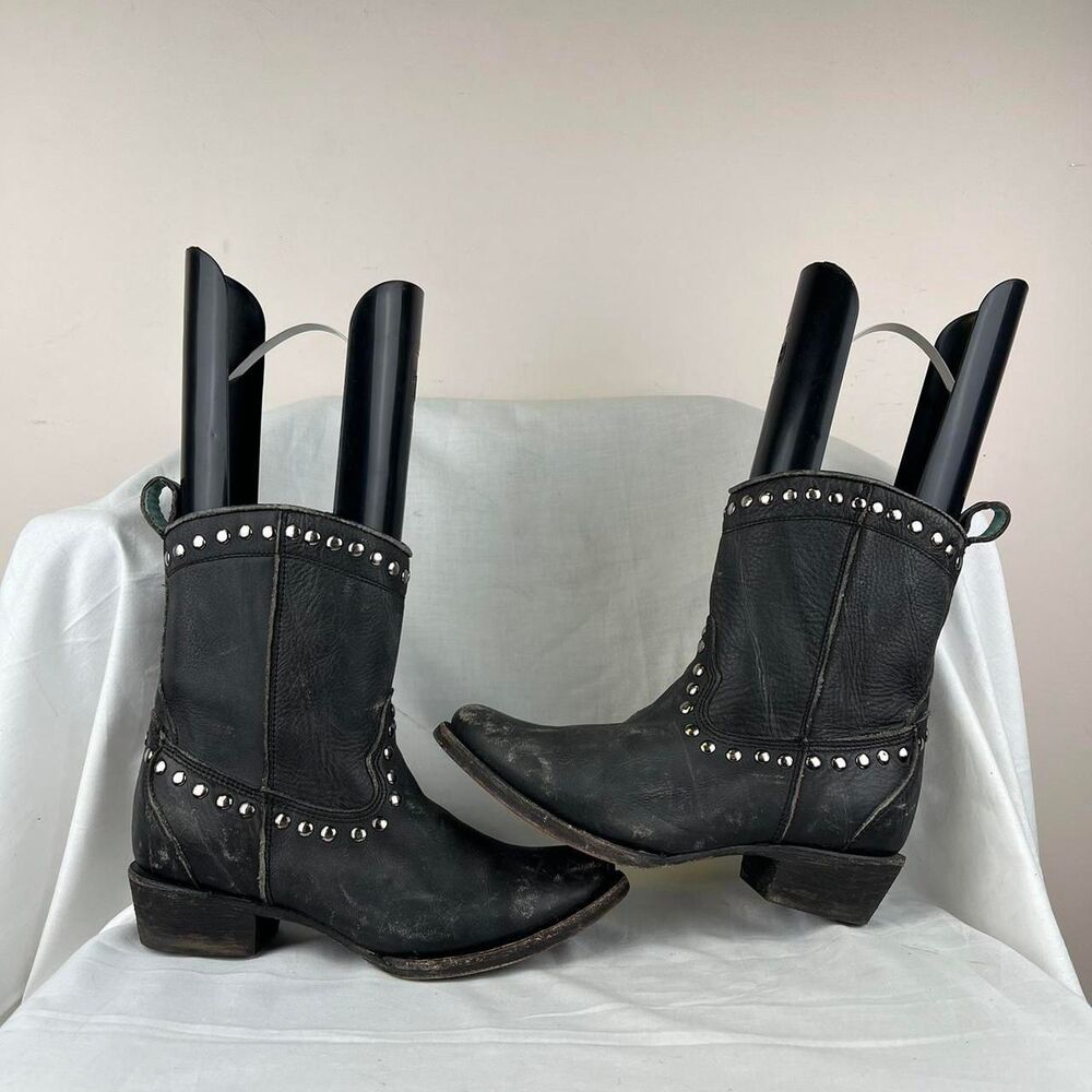 Corral Black Western Zipper Studs Round Toe Boot C3714 Size 7.5